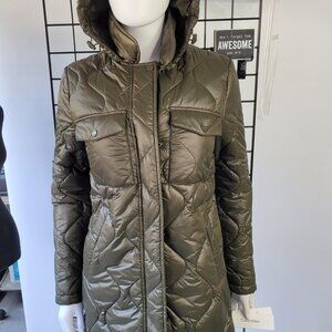 Calvin Klein Olive-Khaki Bubble Coat | Stylish & Warm Puffer Jacket | Size XS